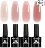 TOMICCA UV nagų lako rožinis rinkinys, 4 spalvų gelinis nagų lakas UV lempai, UV/LED rožinės spalvos, skirtas nagų studijai, "pasidaryk pats" namams, 8 ml