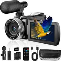 Vmotal 4K vaizdo kamera, 48 MP nuotraukų/4K 60FPS vaizdo įrašymo įrenginys, skaitmeninė vaizdo kamera, skirta "YouTube" tinklaraščiui, su 2 baterijomis / belaidžiu mikrofonu / SD kortele / nuotoliniu valdymu