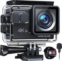 WOLFANG GA100 veiksmo kamera 4K 20MP povandeninis fotoaparatas WiFi 40M vandeniui atsparus ICE vaizdo stabilizatorius Šalmo fotoaparatas 170° plataus kampo vaizdo kamera (išorinis mikrofonas, 2.4G nuotolinio valdymo pultas, 2 baterijos ir priedų rinkinys)