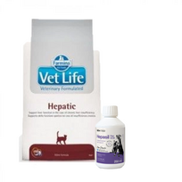 FARMINA Vet Life Cat Hepatic 2kg + Lab-v Hepasil Dog & Cat preparatas šunų ir kačių kepenų veiklai gerinti 250 ml
