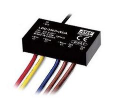 Srovės stabilizatorius DC/DC LED 9-18V:12-86V 350mA valdomas DALI uždaras su laidais, MEAN WELL
