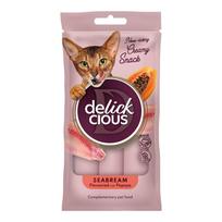 Delickcious Creamy Snack skanėstai su jūros lydekomis ir papaja katėms, 4x15 g