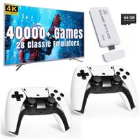 Belaidė retro žaidimų konsolė su 40 000 integruotų klasikinių žaidimų, 4K HDMI TV išvestis, 2.4G belaidis valdiklis, 64G nostalgiška žaidimų lazda