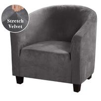 Velvet Club Chair Slipcover Stretch Spandex Bar Club Sofa Cover Tub Armchair Covers Elastic Removable Furniture Protector Covers