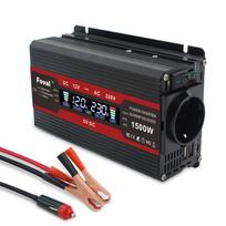DC 12V Į AC 220V-230V 1500W/2000W/2600W LCD ekranas Saulės įtampos transformatorius Konvertuoti EU lizdą Modifikuotas sinusinės bangos maitinimas 220V maitinimo keitiklis 12V 220V 1500W juoda