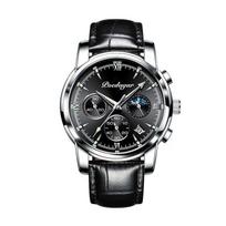 Vyriškas laikrodis viršuje Sportinio stiliaus 42 mm didelis odinis lenktyninio stiliaus kasdienis madingas originalus juodas rožinio aukso kalendorius kvarcinis laikrodis Small dial don't work