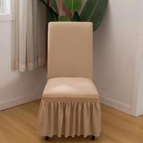 Dining Chair Covers with Ruffle Skirt Stretchy Spandex Thickened Jacquard Universal Fitted Dining Room Chair Slipcover for Home