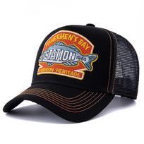 Unisex vasarinė žvejybinė kepurė, kvėpuojanti tinklinė kepuraitė, vyrams, moterims, su didžuvės žvejo siuvinėta snapback kepure, lauko žvejybai 56cm-60cm juoda