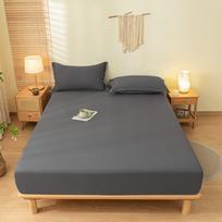 Minkšta ir lygi vienspalvė šlifuota medvilninė paklodė viengulėms ir dvigulėms lovoms, užtikrinanti komfortą ir apsaugą nuo dulkių. 180cm*220cm Fitted Sheet juoda pilka spalva