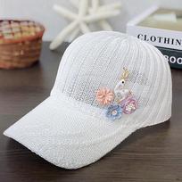 Moteriška vasarinė kvėpuojanti tinklinė kepurė su gėlių šešėliu beisbolo kepurė tinklinė kepurė nuo saulės lauko kepurė Adjustable balta