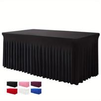 Elegantiškas juodas 6 pėdų stačiakampis staltiesės sijonas - Nesiglamžantis poliesterio ir spandekso mišinys, Elastingas patvarus stalo uždangalas, Puikiai tinka vestuvėms juoda