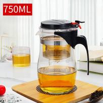 Daugiafunkcis stiklinis arbatinukas su nerūdijančio plieno infuzija ir izoliuotu indu – idealiai tinka be vargo arbatos ruošimui ir karštų gėrimų laikymui 750ml juoda