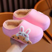 Vaikiškos žieminės medvilninės šlepetės: Neslystantys, Šilti, Vandeniui atsparūs, Minkštapadžiai namų batai 24-25 size, insole 15cm/foot 14cm rožinė