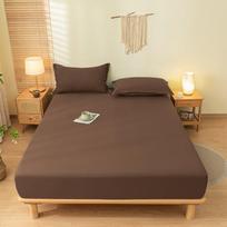 Minkšta ir lygi vienspalvė šlifuota medvilninė paklodė viengulėms ir dvigulėms lovoms, užtikrinanti komfortą ir apsaugą nuo dulkių. 180cm*220cm Fitted Sheet ruda