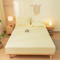 Minkšta ir lygi vienspalvė šlifuota medvilninė paklodė viengulėms ir dvigulėms lovoms, užtikrinanti komfortą ir apsaugą nuo dulkių. 180cm*200cm Fitted Sheet kremas geltonos spalvos
