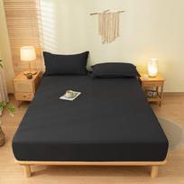 Minkšta ir lygi vienspalvė šlifuota medvilninė paklodė viengulėms ir dvigulėms lovoms, užtikrinanti komfortą ir apsaugą nuo dulkių. 200cm*220cm Fitted Sheet juoda