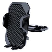 Dvigubas spaustukas automobilio CD grotuvo angos telefono laikiklis Automobilinis tvirtinimas 3s montavimas ir atsparus smūgiams skirtas IPhone 15 Pro Max/14/13/Xiaomi/Samsung Galaxy juoda