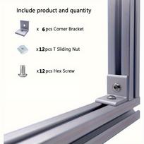 6sets Silvery 2020 Series Aluminum Profile Connectors 6pcs L Corner Bracket with Sliding T Nuts and Bolts for 2020 Aluminum Extrusion Profiles 6sets Bracket