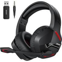 NUBWO BW01 Wireless Gaming Headset with Microphone for PC/PS4/PS5, 2.4G Wireless Bluetooth USB Gamer Headphones with Mic for Laptop Computer Package:21.6*19.7*11.5cm juoda/raudona