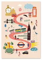 Plakatas žemėlapis žemėlapiai Londonas iliustracija 21x29,7 cm A4