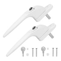 2Pcs Aluminum Alloy Window Handles Lock With Key & Screws Balcony Door Handle Lockable Double Glazing Window Handle