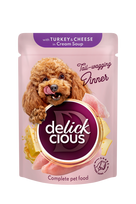 Konservuotas pašaras šunims su kalakutiena ir sūriu DELICKCIOUS 12x85g