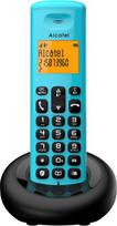 "Alcatel E160" mėlynas belaidis DECT telefonas su nepageidaujamų skambučių blokavimu, dideliu oranžiniu apšviestu ekranu, lengvai skaitomas, klasikiniais ir polifoniniais skambėjimo signalais