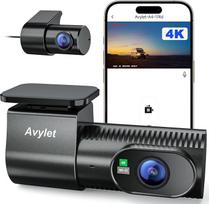 "Avylet 4K+1080P Dash Cam" automobilio priekinė galinė "Wi-Fi"/"App" dviguba automobilio kamera su parkavimo stebėjimo funkcija, palaiko išorinį GPS modulį, "Super Night Vision", WDR, 170°+150° platus kampas, G jutiklis, maks. 256GB