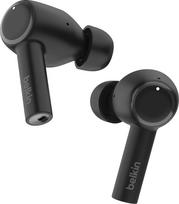 "Belkin SoundForm™ Pulse Noise Cancelling In-Ear Earphones" ausinės, belaidžio įkrovimo dėklas, 3 mikrofonai kiekviename ausinuke, atsparios purslams IPX5 "Bluetooth" ausinės "iPhone", "Samsung" - juodos spalvos