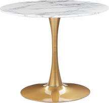 "Boca" valgomojo stalas baltas / auksinis marmurinis 90 cm apvalus MDF plokštės metalas