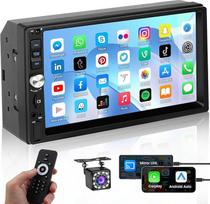 "Hikity" Dvigubas DIN automobilinis radijas "Carplay" "Android Car Mirror Link" 7 colių jutiklinis ekranas Automobilinis radijas "Bluetooth" 2 DIN su ekranu FM AUX USB MIC SWC atbulinės eigos kamera