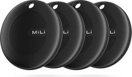 "MiLi MiTag Android" išmanioji žymė, raktų ieškiklis "KeyFinder", suderinamas su "Google" programėle "Find My Device" (tik "Android"), "Bluetooth" raktų ieškiklis bagažui / rankinėms / lagaminui / piniginei, juodas, 4 vnt.
