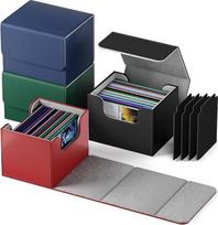 "Mlikero Premium Trading Card Deck Box" dėžutė, suderinama su MTG kortelėmis, 4 pakuotės horizontalių odinių kortų dėžučių daugiau nei 100 TCG kortų, magnetinė kortų dėžutė tinka Magic Commander Yugioh kortoms
