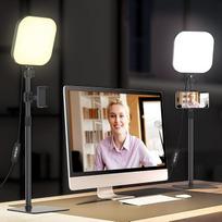 "Mojimdo" 180 LED vaizdo lemputė su mobiliojo telefono laikikliu, 3 spalvų ir 5 ryškumo lygių vaizdo lemputė, USB maitinama raktų lemputė vaizdo konferencijoms, padidintiems susitikimams, tiesioginėms transliacijoms, 2 vnt.