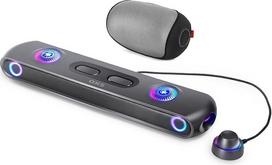 "OXS Thunder Pro+" žaidimų garso juosta su belaidžiu satelitiniu garsiakalbiu ant kaklo, 7.1.2 "Dolby Atmos" erdvinio garso sistema, integruotu žemų dažnių garsiakalbiu, programėlių reguliavimu, RGB efektais, 3 "Pro Gamer" režimais