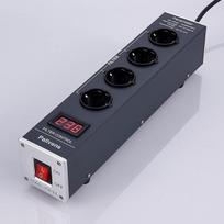 "Pailvens" maitinimo šaltinio filtras "HiFi" 4 krypčių trikdžių filtro kištukinis lizdas su LCD ekranu, apsauga nuo viršįtampių, apsauga nuo apkrovos iki 15 A, keli lizdai garsiakalbiams, CD DVD grotuvui, pilkas