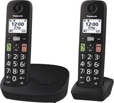 "Panasonic" KX-TGU112EXB skaitmeninis belaidis telefonas be atsakiklio, bazinė stotis ir 2 rageliai, LCD ekranas, dideli mygtukai, mėgstamiausiųjų mygtukas, suderinamas su klausos aparatu, juodas