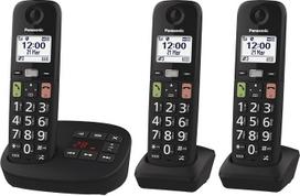 "Panasonic" KX-TGU133EXB skaitmeninis belaidis telefonas su atsakikliu, bazine stotimi ir 3 rageliais, LCD ekranas, dideli mygtukai, mėgstamiausiųjų mygtukas, suderinamas su klausos aparatu, juodas