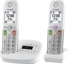 "Panasonic" KX-TGU432EXW skaitmeninis belaidis telefonas su atsakikliu, bazine stotimi ir 2 rageliais, LCD ekranu, mėgstamiausiu mygtuku, žibintuvėliu, itin garsus, suderinamas su klausos aparatu, baltos ir sidabrinės spalvos