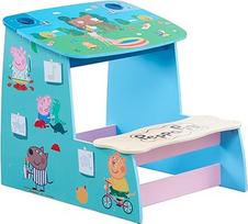 "Peppa Pig" medinis žaidimų stalas, kreidinė lenta ir laikymo skyrius. Pagaminta iš FSC sertifikuotos medienos.