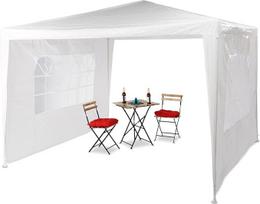 "Relaxdays" pavėsinė 3 x 3 m, 2 šoniniai skydai, metalinis rėmas, PE tentas, langas, festivalio šventės palapinė, uždara, balta