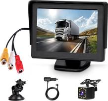 "Rimoody" automobilio atbulinės eigos kamera su 4,3 colių LCD monitoriumi, 12 LED naktinio matymo kamera, IP68 vandeniui atspari, su 6,5 m AV kabeliu ir 3,5 m adapteriu