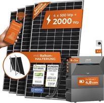 "Solarway® All In One Balcony Power Station" su atmintimi, 2000 W ir 4,8 kWh "Anker Solix 2 PRO Memory" - Saulės sistemos komplektas - 500 W saulės baterijos (2000 Wp + 4,8 kWh, laikiklis balkone)