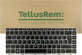 "TellusRem" pakaitinė klaviatūra su vokišku foniniu apšvietimu, skirta HP 840 G5, 840 G6, 745 G5, 745 G6, ZBook 14u G5, 14u G6