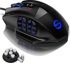"UtechSmart Venus Gaming Mouse" 12 mygtukų MMO pelė 16400 DPI USB lazerinė žaidimų pelė 18 mygtukų "Naga" 16400 dpi mėginių ėmimo dažnis Didelis tikslumas Konfigūruojamas LED spalvų apšvietimas MMO žaidimai