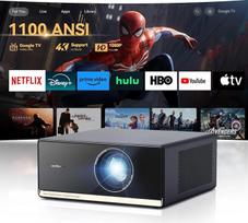 1100 ANSI su "Google TV": "Wi-Fi Bluetooth", 1080P Full HD projektorius, skirtas namų kinui lauke, mobiliojo telefono projektorius.