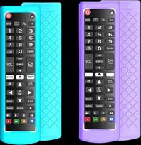 2 Stück Fernbedienung für LG TV, Silikon-Schutzhülle für LG AKB75095307 AKB75375604 AKB74915305 Anti-Rutsch-Fernbedienung für LG LCD LED HDTV 3D 4K OLED leuchtet im Dunkeln (leuchtet lila und leuchtet