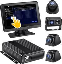 4 kanalų 1080P mobilus automobilinis vaizdo registratorius su naktinio matymo vandeniui atsparia galinio vaizdo kamera 7 colių jutiklinio ekrano monitorius sunkvežimiui, mokykliniam autobusui, RVS automobiliui