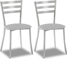 ASTIMESA SCALMGR Dvi virtuvės kėdės Metalinės aliuminio dirbtinės odos pilkos spalvos Altura de asiento 45 cm