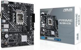 ASUS Prime H610M-K D4 Gaming pagrindinė plokštė Socket Intel LGA 1700 (Intel H610, mATX, DDR4 atmintis, PCIe 4.0, M.2, COM antraštė, RGB antraštė)